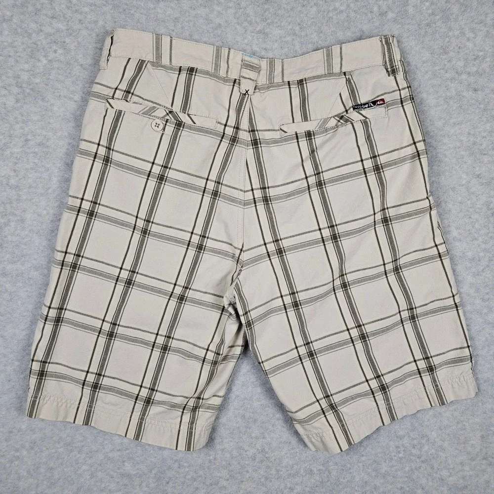 Quiksilver (Mens 33) Tan Plaid Shorts Chino Surf Skate Y2K 10